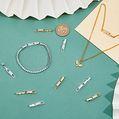 10 шт. 2-цветные застежки для часов с прозрачным кубическим цирконием из латуни KK-FH0007-37