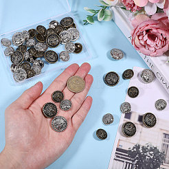48 шт. 4 стиля пуговицы из сплава на ножке&nbsp;BUTT-CA0001-37
