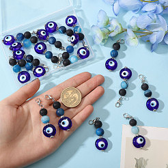 18 шт. бусина ручной работы от сглаза и подвеска из натурального черного агата HJEW-CA00078