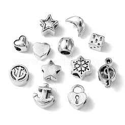 60шт 12 стиля европейские бусины из сплава в тибетском стиле TIBEB-FS0001-05