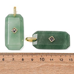 天然石グリーンアベンチュリンペンダント  長方形  ゴールドカラー  39x19~19.5x7~7.5mm  穴：6.5x6.5mm&nbsp;GG-CBA51ED-05G-03