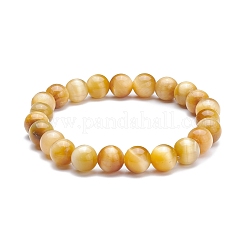 Bracciale elasticizzato con perle di occhio di tigre naturale tondo da 8.5 mm per donna ragazza&nbsp;BJEW-JB07152