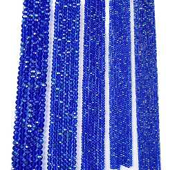 電気メッキガラスビーズセット  半分虹メッキ  多面カット  ロンデル  ミディアムブルー  6x5mm  穴：1mm  約80~85個/連  38~40cm&nbsp;LS-EGLA-A044-T6mm-L31