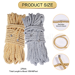 2шт 2 цвета витой шнур из полиэстера DIY-CA00001