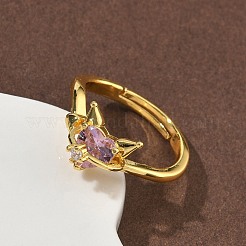 Латунные микро проложить пальцев кольца кубического циркония RJEW-H258-08G