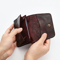革小銭入れ  小さな財布  スナップボタン付き  ココナッツブラウン  11x7.6x1.5cm&nbsp;AJEW-WH0317-29B