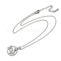 Латунное микропаве прозрачное кубическое циркониевое кольцо с подвесками в виде змеи ожерелья NJEW-K280-03A-P