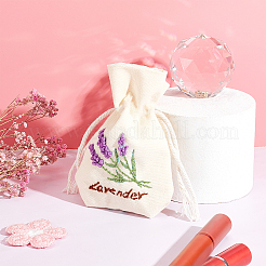 Набор для изготовления сумочки на шнурке для вышивки лавандовым узором DIY-WH0308-156