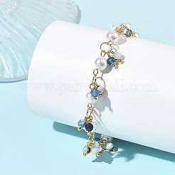 Bracciali da donna con catena a maglie rotonde sfaccettate in agata naturale (tinta e riscaldata)&nbsp;BJEW-JB14248-01