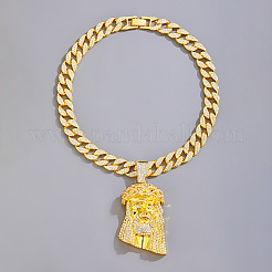 Ожерелья с подвеской в виде Иисуса из сплава и кристаллов горного хрусталя для мужчин FS-WGEB413-02