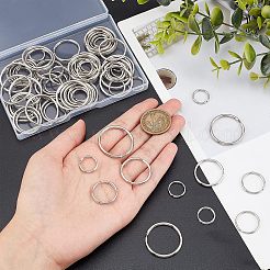 80個4スタイルアイアンスプリットキーリング  プラチナ  15~30x2~3mm  内径：12~26mm  20個/スタイル&nbsp;IFIN-NB0001-47