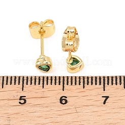 Boucles d'oreilles en laiton avec zircone cubique de micro pave&nbsp;EJEW-F405-22A-G