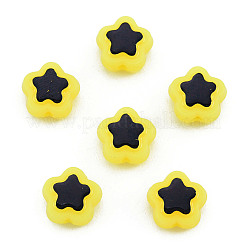 不透明なメッキアクリルビーズ  ライン入り  スター  きいろ  9.5x10x5mm  穴：1.6mm  約1850個/500g&nbsp;OACR-N136-01D