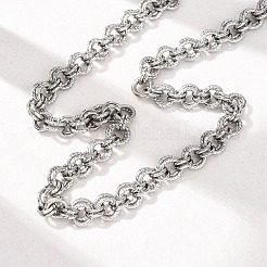 8mm 304ステンレススチール製ツイストダブルローロチェーンネックレス（女性用）  変色しない  ステンレス鋼色  14.57インチ（37cm）&nbsp;NJEW-G194-05P-02