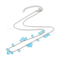 Collane a catena con palline piatte e a goccia in zirconia cubica in acciaio inossidabile 304 per donna&nbsp;NJEW-F328-11P-07