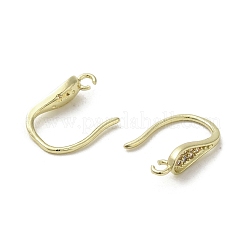 Crochets d'oreille en laiton avec micro pave zircone cubique&nbsp;KK-C048-14G-G