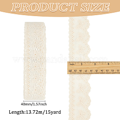 15ヤードのコットン刺繍蝶結びレースリボン  古いレース  1-5/8インチ（40mm）&nbsp;OCOR-WH0045-35C