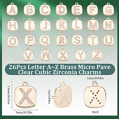 26 шт. 26 стиля латунных подвесок с микропаве из прозрачного кубического циркония&nbsp;KK-SC0005-76