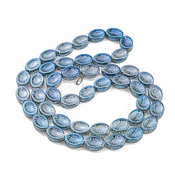電気メッキガラスビーズセット  フルメッキ  花とオーバル  スチールブルー  14x10.4x4.8mm  穴：1.2mm  約45個/連  25.04インチ（63.6cm）&nbsp;EGLA-G037-13A-FP04