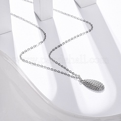 変色防止 304 ステンレススチール テクスチャード ティアドロップ ペンダント アズキチェーン ネックレス 女性用  ステンレス鋼色  15-7/8インチ（40.2cm）&nbsp;STAS-Z114-17P