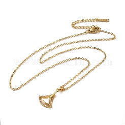 Ожерелья-подвески из латуни с микропаве и акриловыми листьями гинкго для женщин с кубическим цирконием&nbsp;NJEW-E106-02KCG