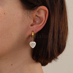 304ステンレススチールダングルフープピアス  ハート  ゴールドカラー  28x18mm&nbsp;AS3773