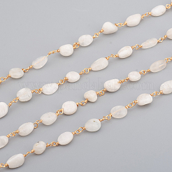 Цепочки из бисера ручной работы из натурального радужного лунного камня CHC-L045-014