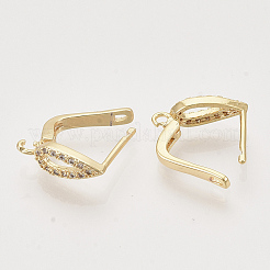 Серьги-кольца из латуни с микропаве из кубического циркония с застежкой сзади&nbsp;LS-KK-T048-028G-NF