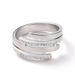 Кольцо на палец с несколькими линиями из кристаллов и страз RJEW-D120-05P