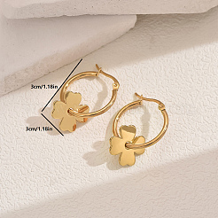 Elegantes pendientes de aro con flores de acero inoxidable 201&nbsp;HY5128-2