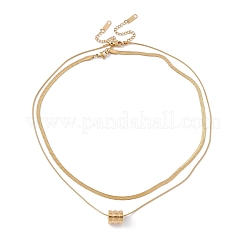 2 шт. 2 стиля ионного покрытия (IP) 304 нержавеющая сталь колонна подвеска ожерелье комплект NJEW-G090-03G