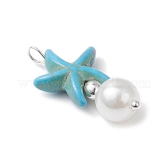 Подвески из искусственного жемчуга и окрашенной синтетической бирюзы в виде морской звезды&nbsp;PALLOY-JF03794