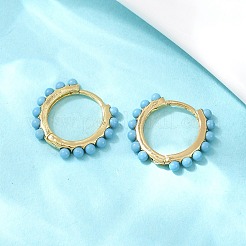 Круглые серьги-кольца из синтетической бирюзы и латуни&nbsp;EJEW-A156-06G