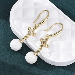 Серьги с подвесками из латуни с прозрачным фианитом и прозрачным фианитом EJEW-F362-17G