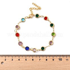 Браслеты из нержавеющей стали 304 со стеклянными звеньями для женщин BJEW-V010-01G