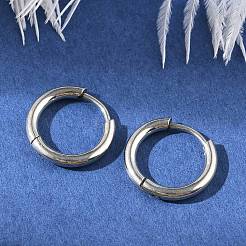 変色しにくい202ステンレススチール製フープピアス  低刺激性のイヤリング  316サージカルステンレスピン付き  ステンレス鋼色  12ゲージ  14x2mm  ピン：1mm  内径：10mm&nbsp;EJEW-F111A-14mm-P