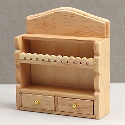 木製の壁掛け棚ミニチュア装飾品  マイクロランドスケープホームドールハウスアクセサリー  小道具の装飾のふりをする  ナバホホワイト  68x22x76mm&nbsp;PW-WGD7621-01