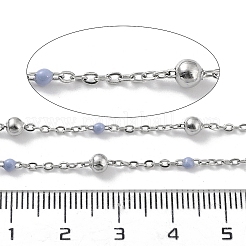 304ステンレススチールアズキチェーン  エナメル  ハンダ付け  ライトスチールブルー  ビーズ：3.5~3.6x3.5mm  リンク：5x2x2mmと2x1.5x0.3mm&nbsp;CHS-F019-01P-04