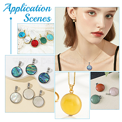 12 Stück 2 Farben 201 Edelstahl Anhänger Cabochon-Einstellungen&nbsp;STAS-WR0001-42