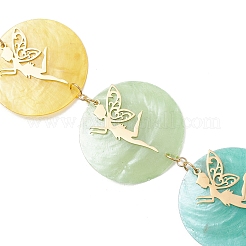 Плоские круглые подвесные ловцы солнца из натуральных ракушек&nbsp;HJEW-JM04659