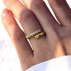 Регулируемое серебряное кольцо с цирконием S925 для женщин SM8220