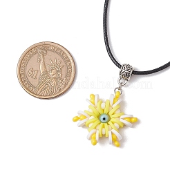 Стеклянные бусины и полимерная глина и ожерелья с подвесками в виде снежинок от сглаза NJEW-MZ00102-02