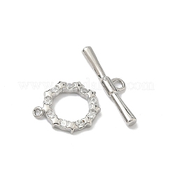 Застежки-тоглы с микропаве из прозрачных кубических цирконий в форме звезд из латуни&nbsp;KK-G548-27P