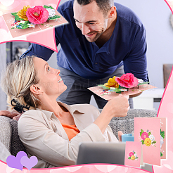 2 sätze 2 arten valentinstag rechteck 3d pop up blume papier grußkarte&nbsp;AJEW-GA0006-96