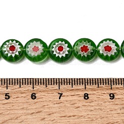 Handmade Millefiori Glasperle flach rund Stränge&nbsp;LK-P011-24