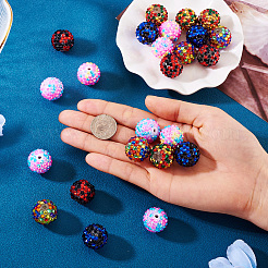 24шт 6 цвета смоляные бусины со стразами RESI-TA0003-98