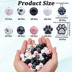 210шт деревянные европейские бусины с принтом OPDL-PA0001-03