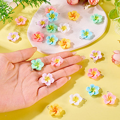 28 шт. подвески из смолы с цветами 7 цветов&nbsp;RESI-TA0004-33