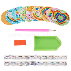 DIY-Diamantmalerei-Regenbogen-Motiv-Tassenmatten-Set&nbsp;DIAM-TAC0001-02