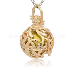 Золотой тон латунь полые круглые подвески KK-J227-02G